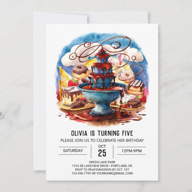 Invitación Niños coloridos Cumpleaños del Chocolate (Anverso)