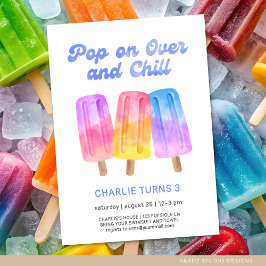 Invitación Niños coloridos Popsicle Verano 3 cumpleaños