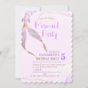 Invitación Niños coloridos sobre el tema de la sirena Fiesta 
