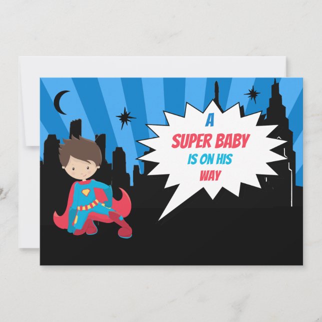 Invitación *~* Niños coloridos SUPERHEROS Bold Baby Shower (Anverso)