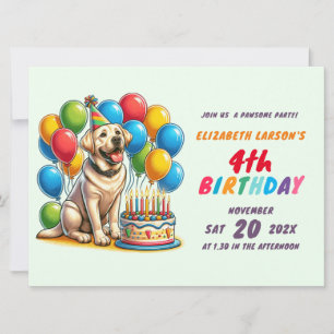 Invitación Niños coloridos Tema de Labrador Cumpleaños