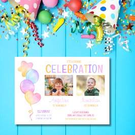 Invitación Niños con globos de color lindo Foto Jornada conju