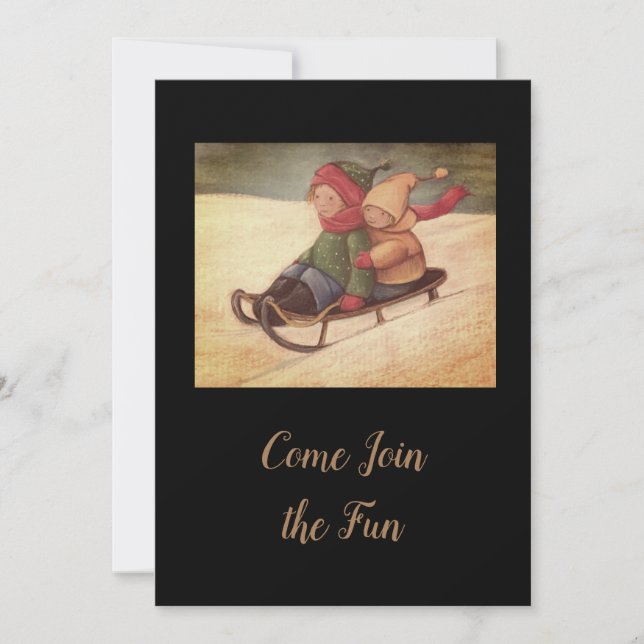 Invitación Niños con manga de nieve (Anverso)