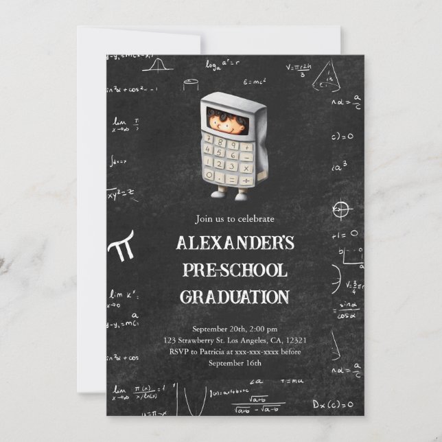 Invitación Niños con matemáticas agudas graduación preescolar (Anverso)