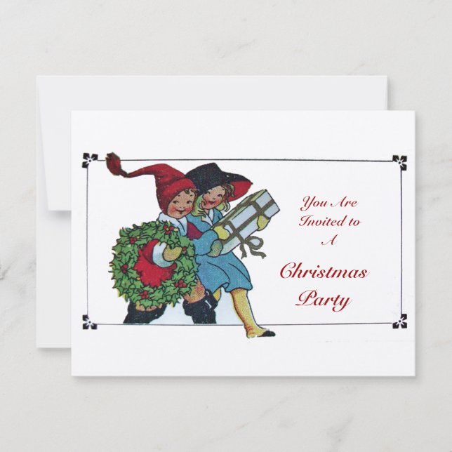 Invitación NIÑOS CON NAVIDADES REGALOS Champán (Anverso)