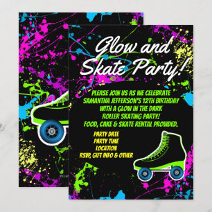 Invitación Niños con patinaje sobre patinaje sobre hielo y pa