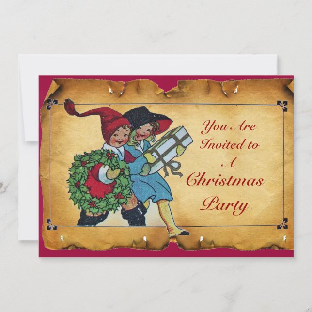 INVITACIÓN NIÑOS CON REGALOS DE NAVIDAD - (Anverso)