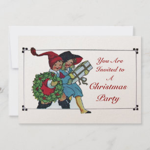 Invitación NIÑOS CON REGALOS DE NAVIDAD - champán metálico