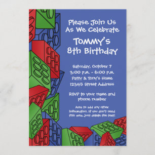 Invitación Niños construyendo bloques de construcción fiesta