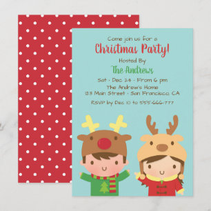 Invitación Niños cortos renos Gorras Navidades Fiestas