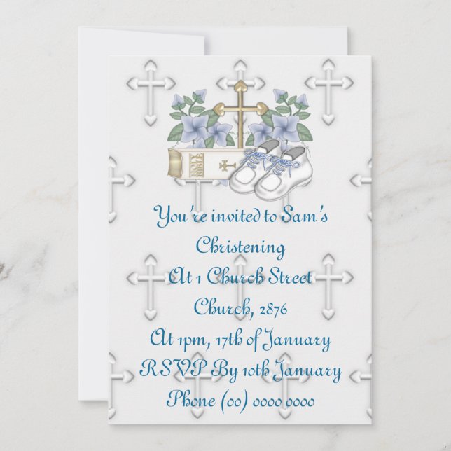 Invitación Niños cristianizando zapatos (Anverso)