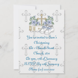 Invitación Niños cristianizando zapatos