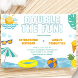 Invitación Niños Cumpleaños de verano y graduación conjunta d