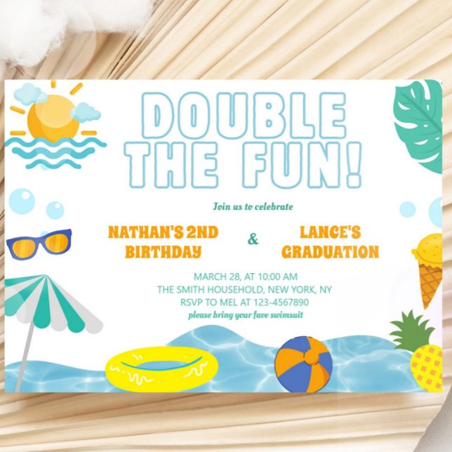 Invitación Niños Cumpleaños de verano y graduación conjunta d (Subido por el creador)