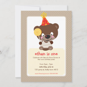 Invitación NIÑOS CUMPLEAÑOS FIESTA INVITE teddybear lollipop