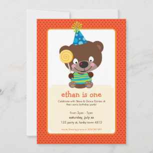 Invitación NIÑOS CUMPLEAÑOS FIESTA INVITE teddybear lollipop