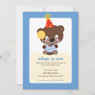 Invitación NIÑOS CUMPLEAÑOS FIESTA INVITE teddybear lollipop