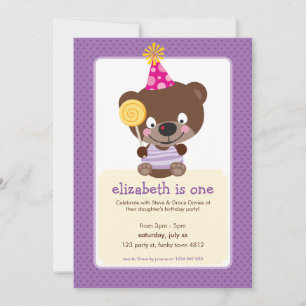 Invitación NIÑOS CUMPLEAÑOS FIESTA INVITE teddybear lollipop