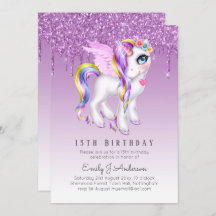 Niños Cumpleaños Morado Unicornio Digital o Impres