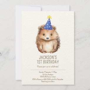Invitación niños cumpleaños, simple lindo Hedgehog
