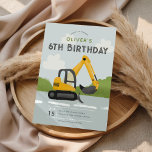 Invitación Niños Cute Blue Construction Kids Cumpleaños<br><div class="desc">Este bonito y moderno diseño de la invitación para el cumpleaños de los niños en la construcción presenta un diseño personalizado de edificio azul, con una excavadora en la carretera. La invitación puede ser personalizada con el nombre de su hijo y otros detalles necesarios para su fiesta. La adición perfecta...</div>