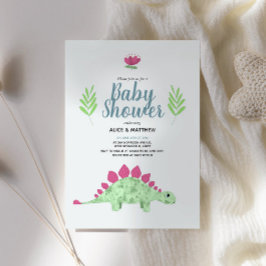 Invitación Niños Cute Blue Jungle T-Rex Dinosaur Baby Shower