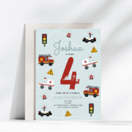 Invitación Niños Cute Blue Police Emergency Travel Cumpleaños