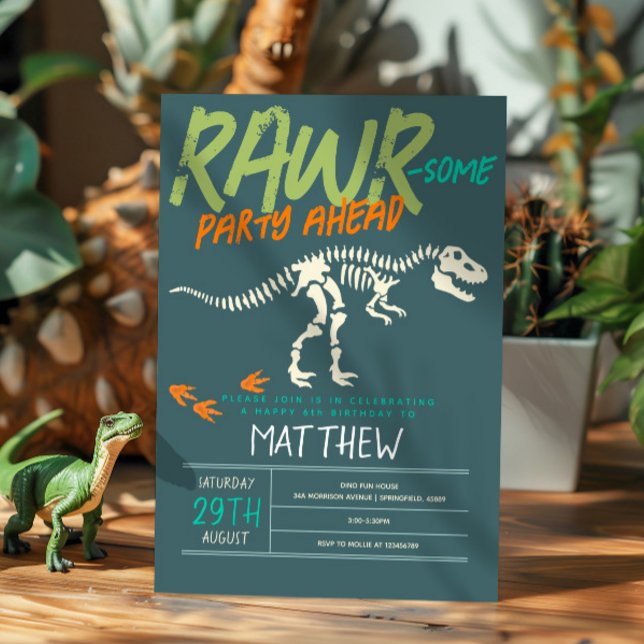 Invitación Niños Cute Dinosaurios Dig Fossil Niños 6º cumplea (Subido por el creador)