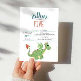 Invitación Niños Cute Green Dragon Toddday Birthday