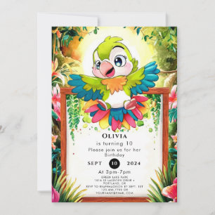 Invitación Niños Cute Parrot Cumpleaños