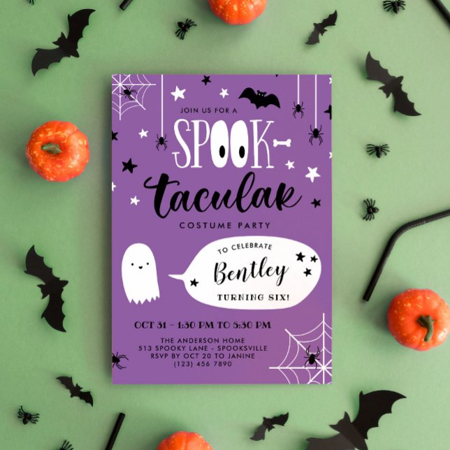 Invitación Niños Cute Purple Spooktacular Halloween Cumpleaño (Subido por el creador)