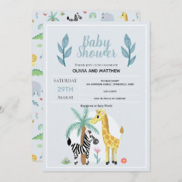 Invitación Niños Cute Safari Jungle Giraffe Baby Shower