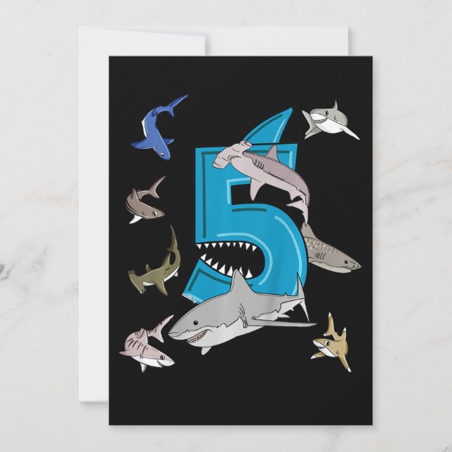 Invitación Niños de 5 años Tiburón blanco tiburón (Anverso)