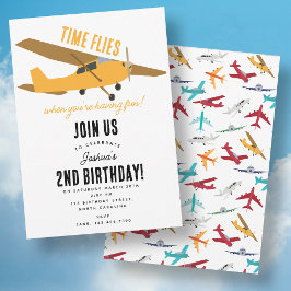 Invitación Niños de avión amarillo Fiesta de cumpleaños prime