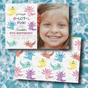 Invitación Niños de Axolotl Cutan Salamander Foto Fiesta de c