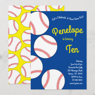 Invitación Niños de béisbol Fiesta de cumpleaños Deportes Blu