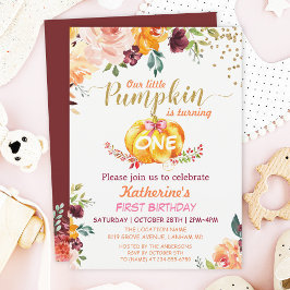 Invitación Niños de calabaza Fiesta de cumpleaños caída Flora