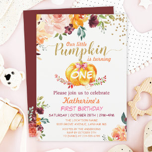 Invitación Niños de calabaza Fiesta de cumpleaños caída Flora