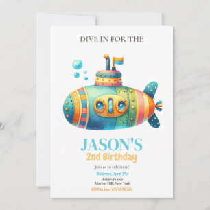 Invitación Niños de color de agua submarina Fiesta de cumplea