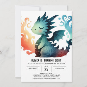 Invitación Niños de cumpleaños de Cute Dragon