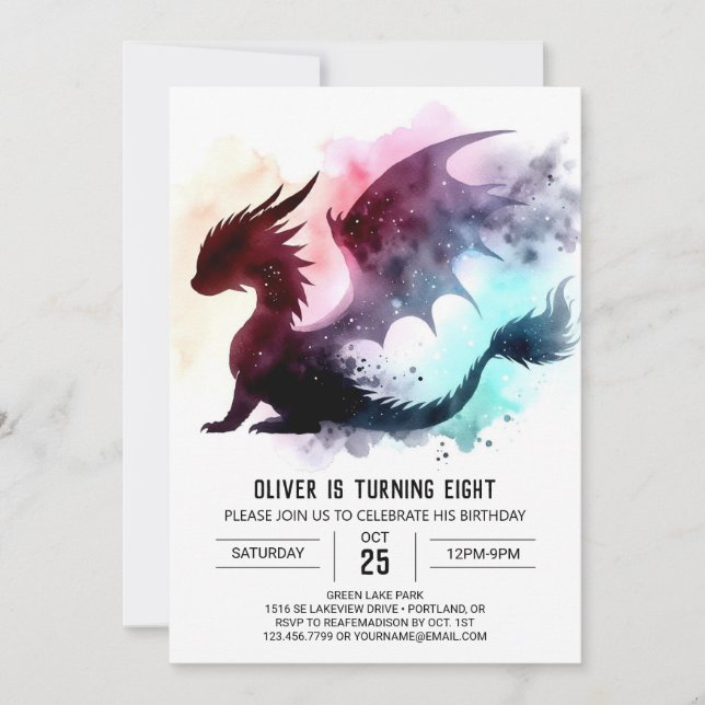 Invitación Niños de cumpleaños de Dragon con estilo (Anverso)
