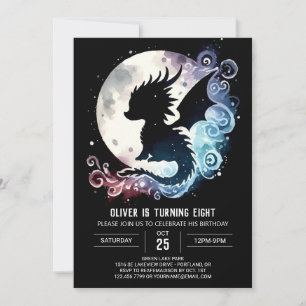 Invitación Niños de cumpleaños de Dragon minimalistas