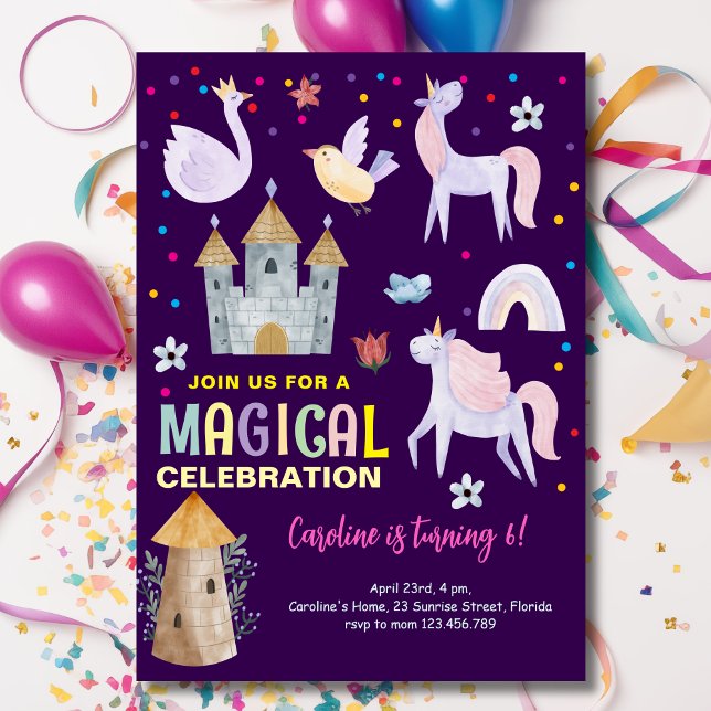 Invitación Niños de cumpleaños de la celebración mágica de Un (Subido por el creador)