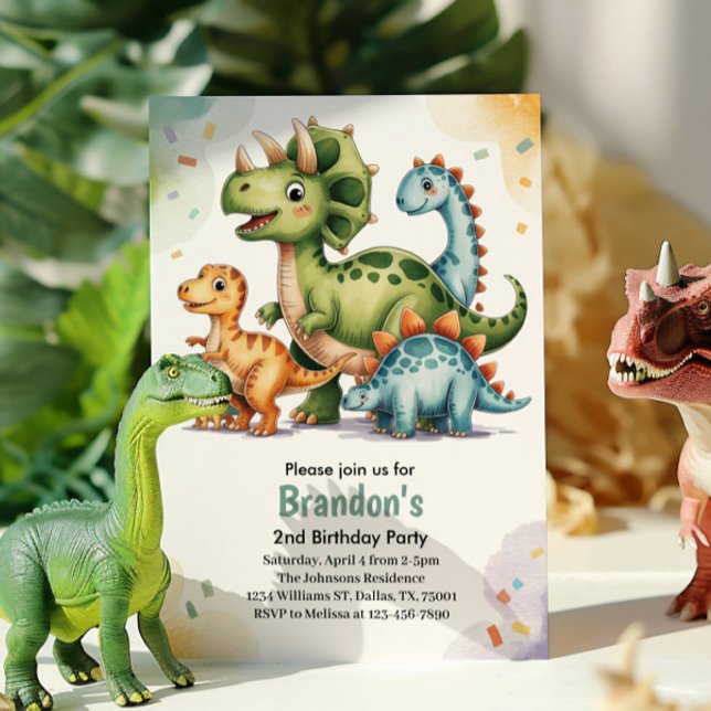Invitación Niños de Cute Dinosaurio Segundo Fiesta de Cumplea (Subido por el creador)