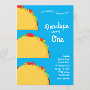 Invitación Niños de Cute Taco primer Fiesta de cumpleaños com