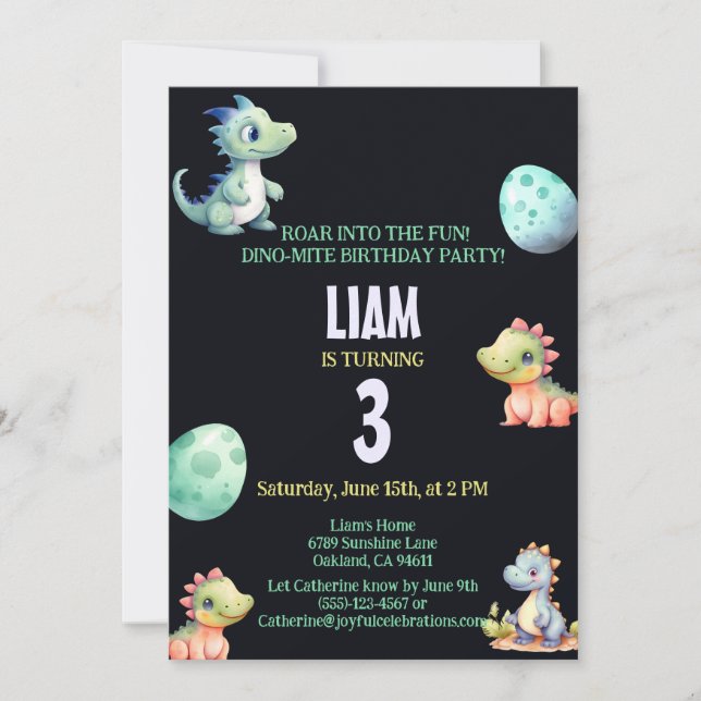 Invitación Niños de dinosaurios juguetones y lindos Invitació (Anverso)
