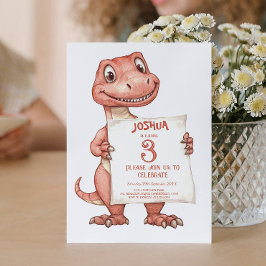 Invitación Niños de dinosaurios rojos y bebés curados Fiesta 