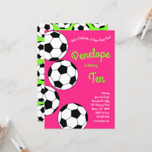 Invitación Niños de fútbol Fiesta de cumpleaños Chicas rosado
