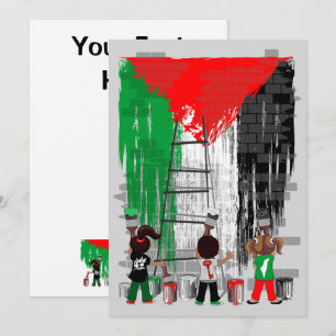Invitación Niños de Gaza pintando la bandera de Palestina