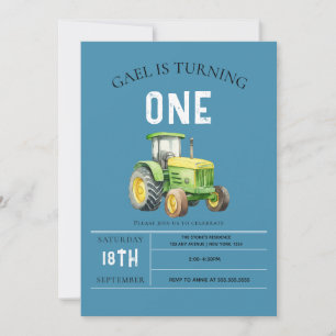 Invitación Niños de granja animales y Tractor Rojo Primer cum